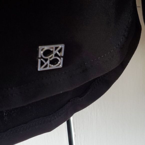 CALVIN KLEIN BLACK SHEER PUFF SLEEVE KNIT TOP SIZE LARGE MINIMALIST CAPSULE - Picture 3 of 10